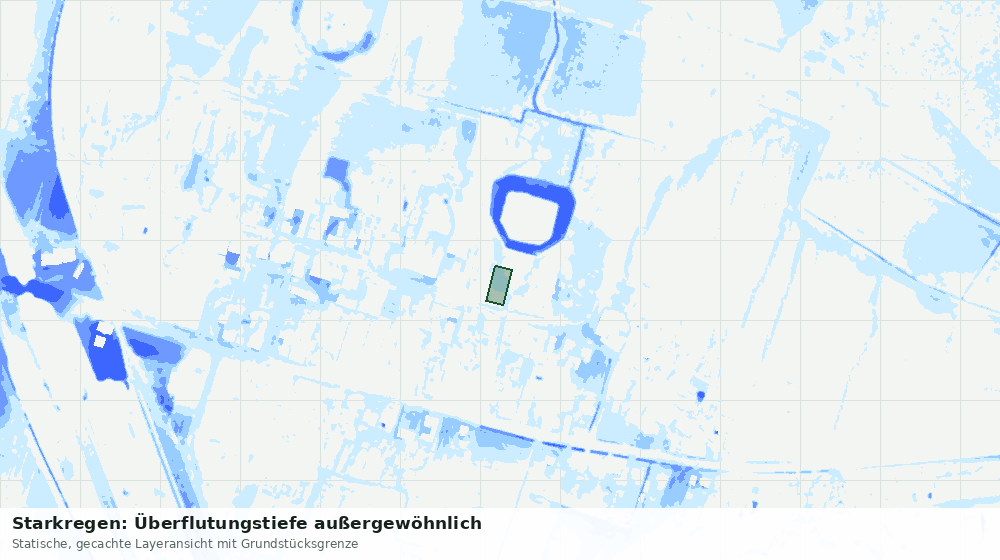 Statische Kartenansicht: Starkregen: Überflutungstiefe außergewöhnlich