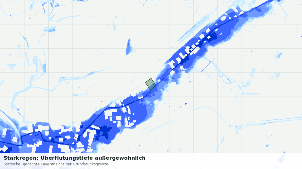 Statische Kartenansicht: Starkregen: Überflutungstiefe außergewöhnlich