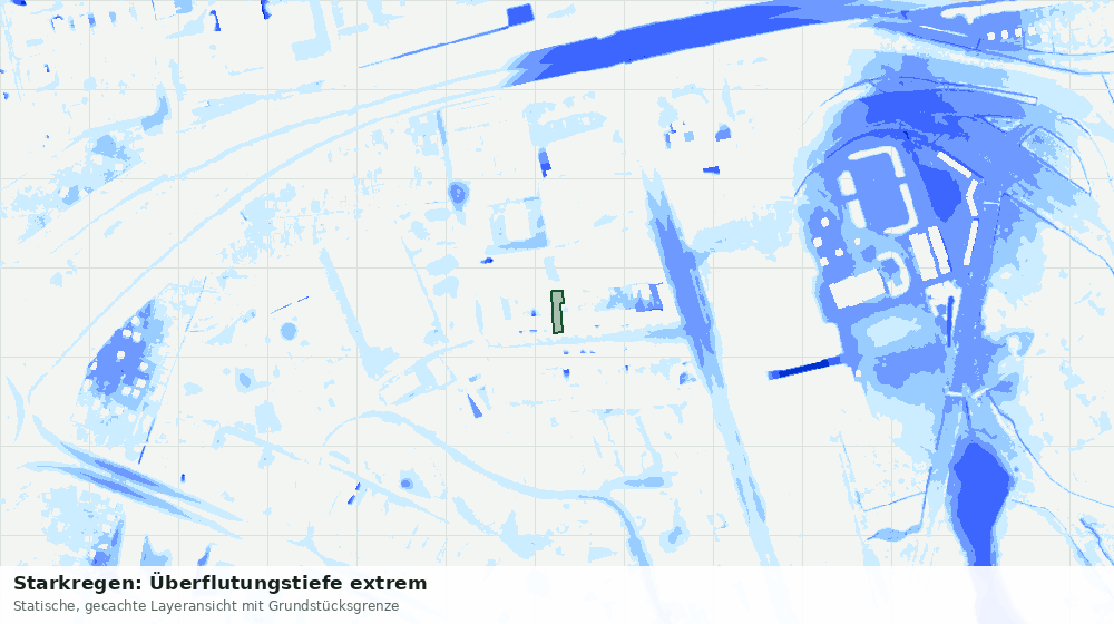 Statische Kartenansicht: Starkregen: Überflutungstiefe extrem