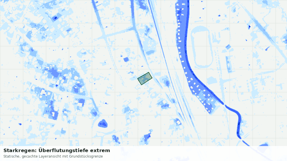 Statische Kartenansicht: Starkregen: Überflutungstiefe extrem