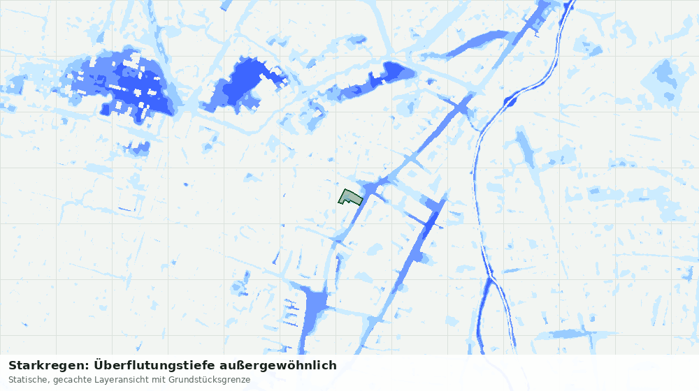 Statische Kartenansicht: Starkregen: Überflutungstiefe außergewöhnlich