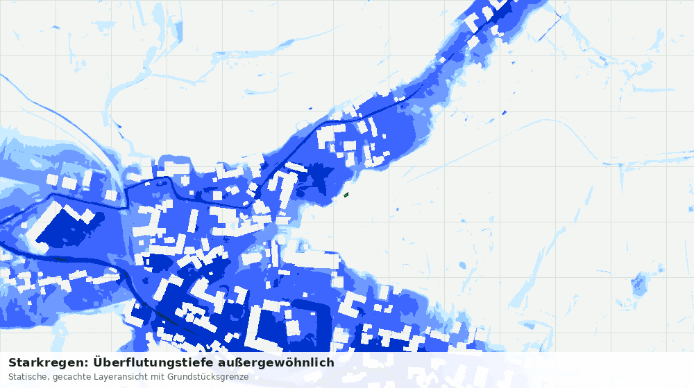Statische Kartenansicht: Starkregen: Überflutungstiefe außergewöhnlich