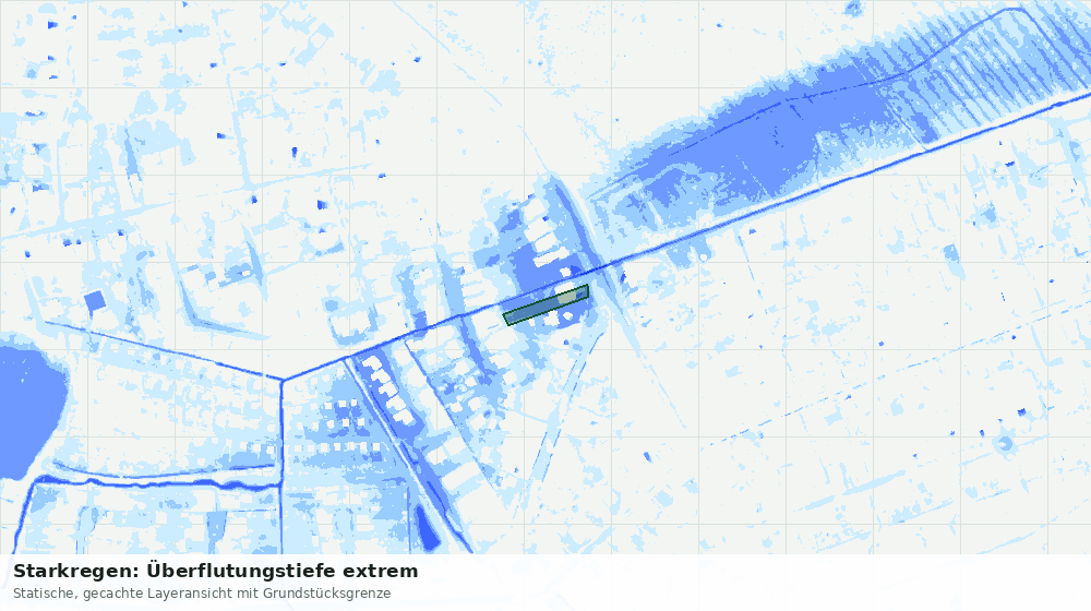 Statische Kartenansicht: Starkregen: Überflutungstiefe extrem