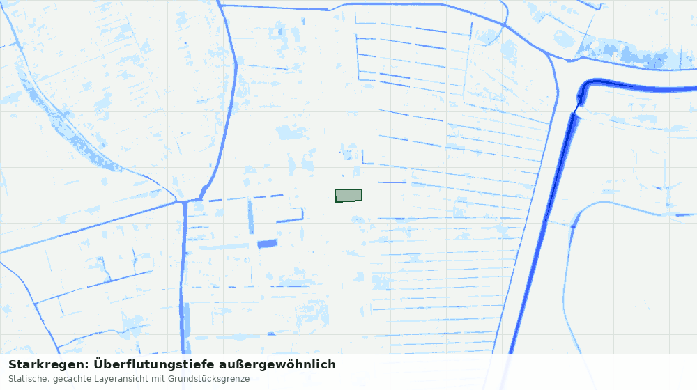 Statische Kartenansicht: Starkregen: Überflutungstiefe außergewöhnlich