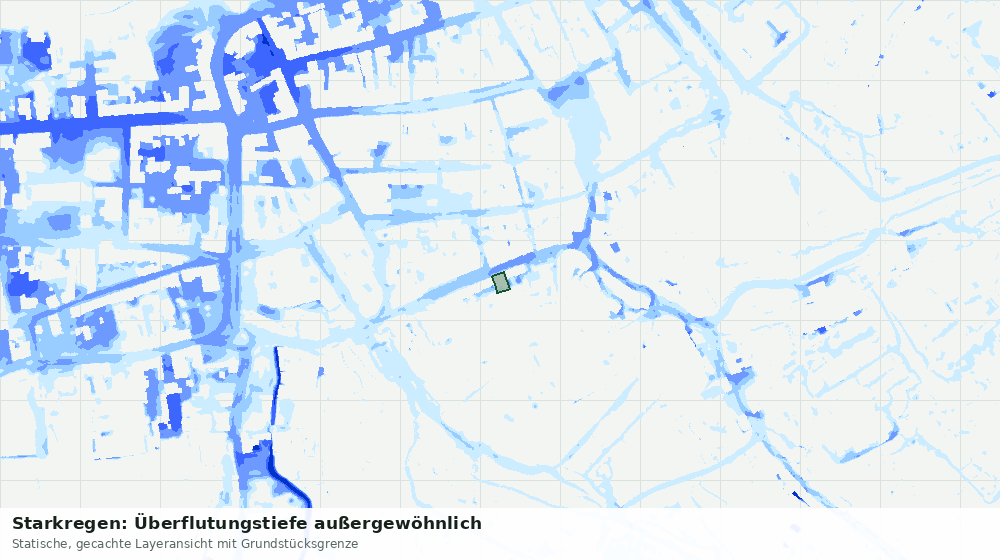 Statische Kartenansicht: Starkregen: Überflutungstiefe außergewöhnlich