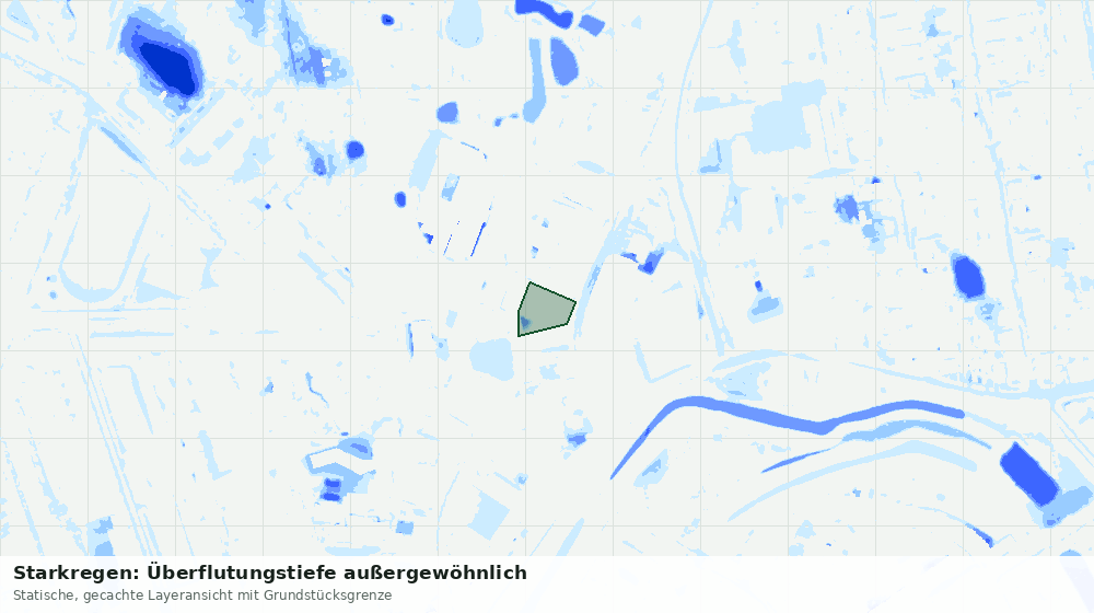 Statische Kartenansicht: Starkregen: Überflutungstiefe außergewöhnlich