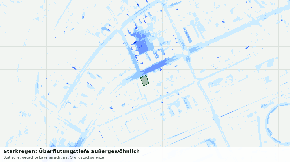 Statische Kartenansicht: Starkregen: Überflutungstiefe außergewöhnlich