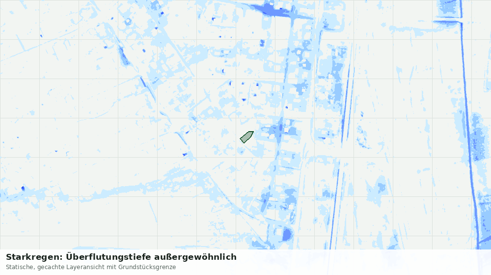 Statische Kartenansicht: Starkregen: Überflutungstiefe außergewöhnlich
