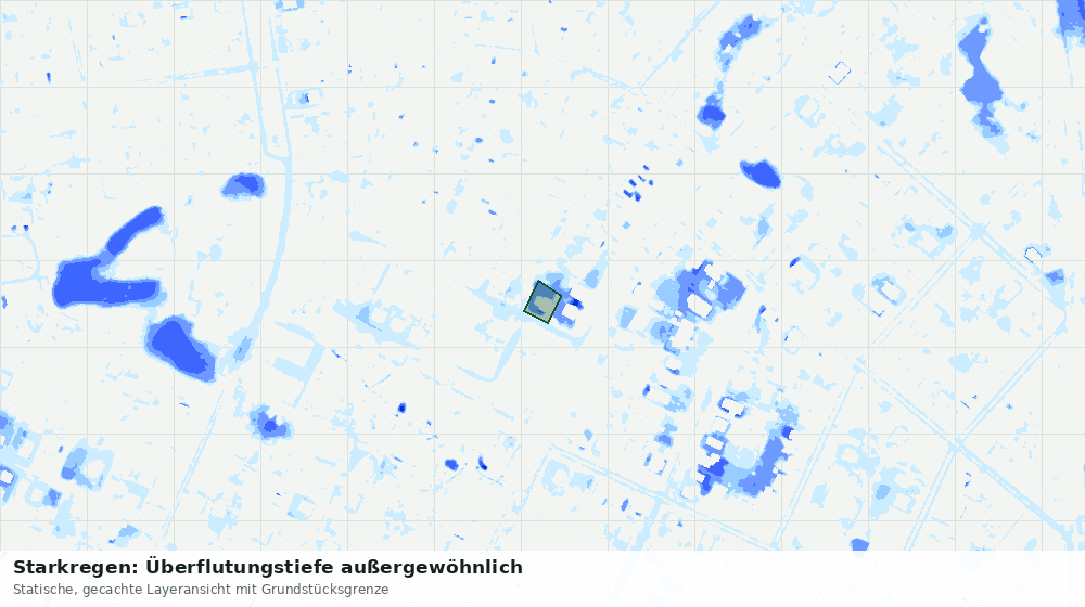 Statische Kartenansicht: Starkregen: Überflutungstiefe außergewöhnlich