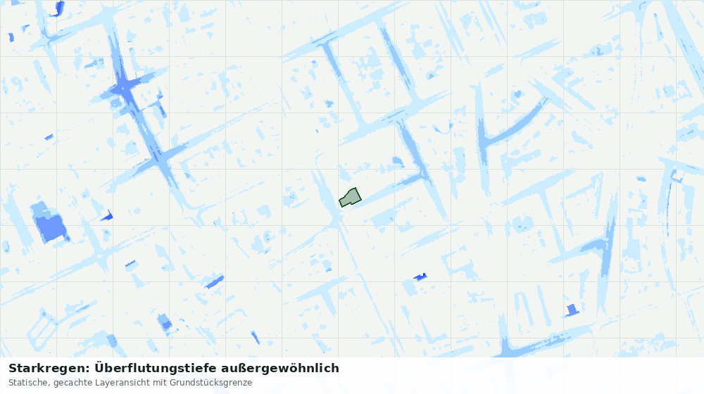 Statische Kartenansicht: Starkregen: Überflutungstiefe außergewöhnlich