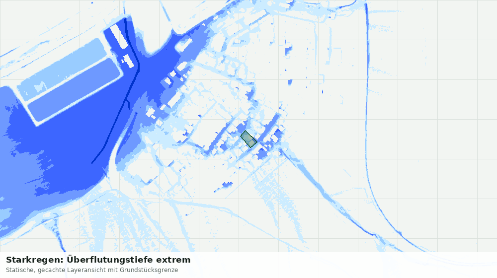 Statische Kartenansicht: Starkregen: Überflutungstiefe extrem