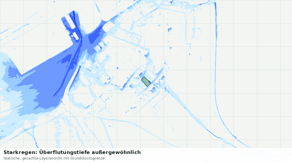 Statische Kartenansicht: Starkregen: Überflutungstiefe außergewöhnlich