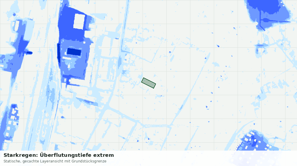 Statische Kartenansicht: Starkregen: Überflutungstiefe extrem