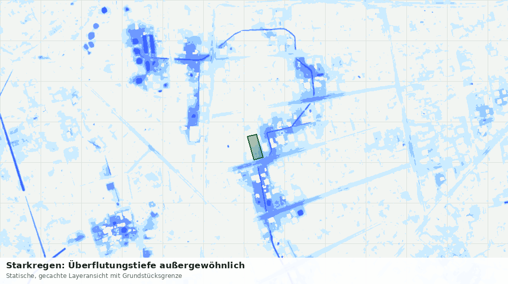 Statische Kartenansicht: Starkregen: Überflutungstiefe außergewöhnlich