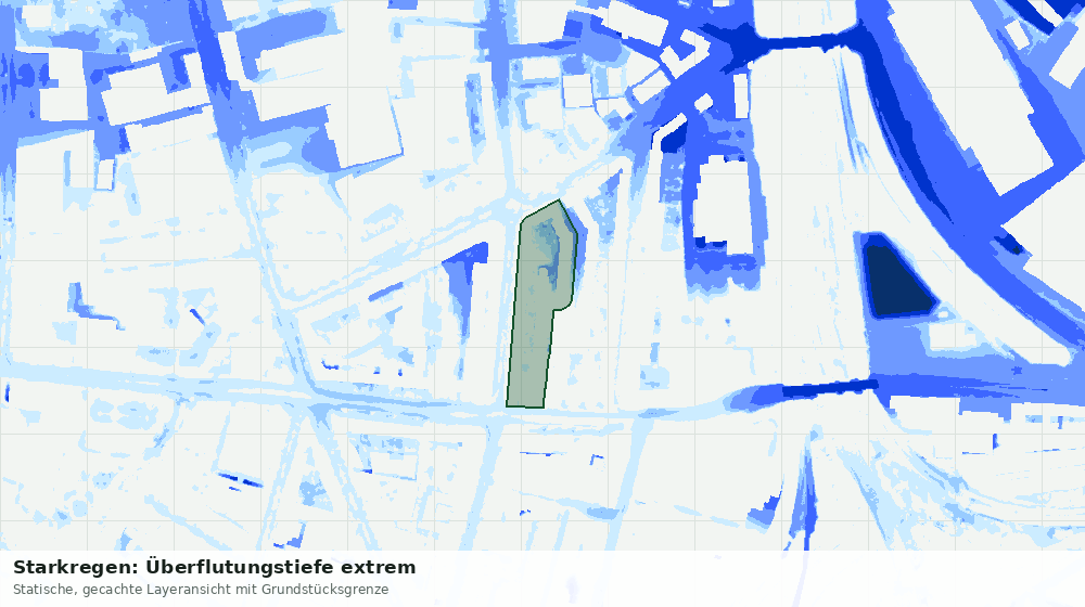 Statische Kartenansicht: Starkregen: Überflutungstiefe extrem