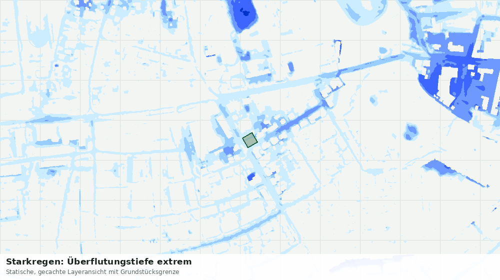 Statische Kartenansicht: Starkregen: Überflutungstiefe extrem