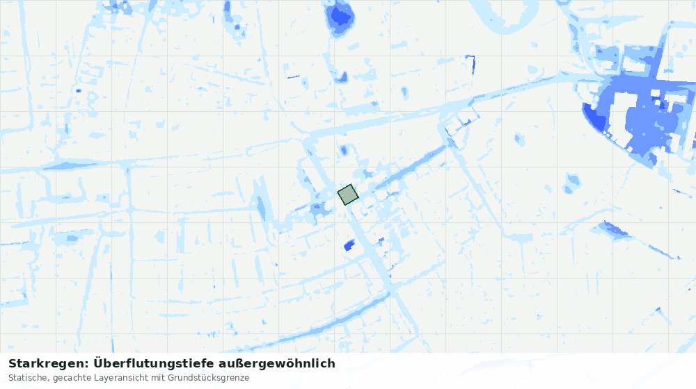 Statische Kartenansicht: Starkregen: Überflutungstiefe außergewöhnlich
