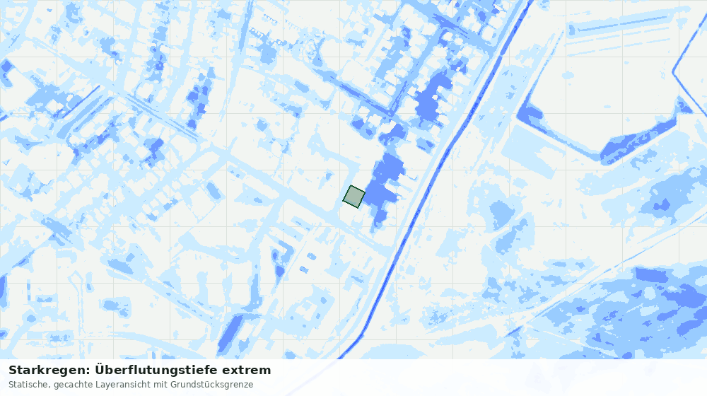 Statische Kartenansicht: Starkregen: Überflutungstiefe extrem