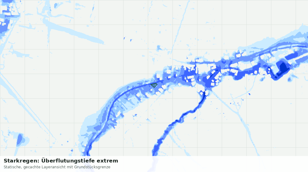 Statische Kartenansicht: Starkregen: Überflutungstiefe extrem