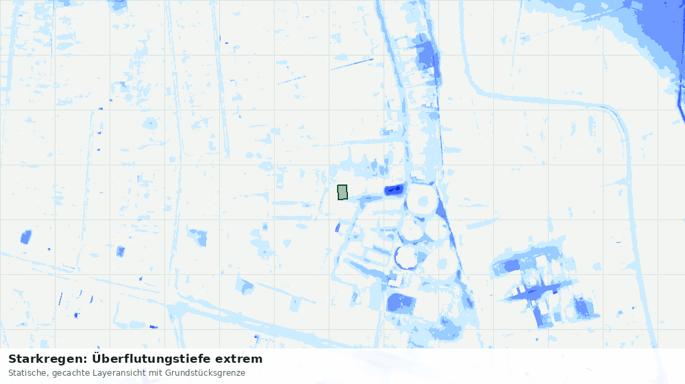 Statische Kartenansicht: Starkregen: Überflutungstiefe extrem