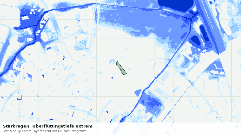 Statische Kartenansicht: Starkregen: Überflutungstiefe extrem