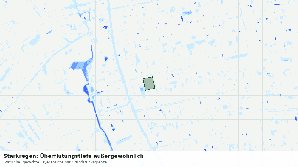 Statische Kartenansicht: Starkregen: Überflutungstiefe außergewöhnlich