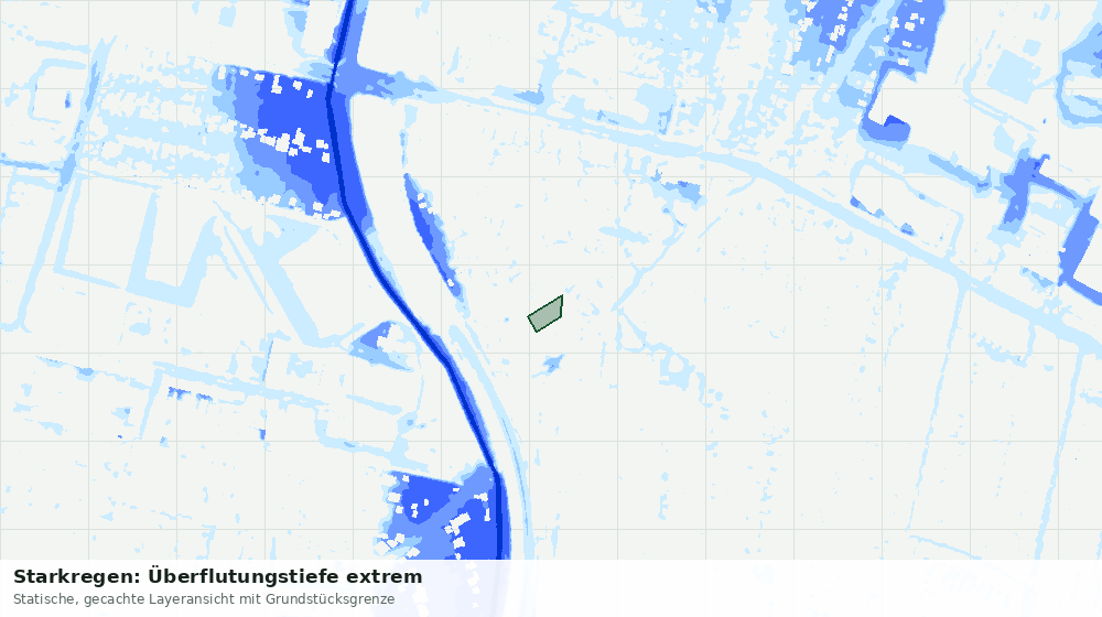 Statische Kartenansicht: Starkregen: Überflutungstiefe extrem