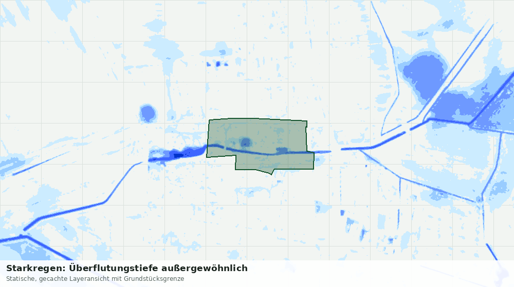 Statische Kartenansicht: Starkregen: Überflutungstiefe außergewöhnlich