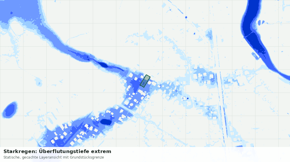 Statische Kartenansicht: Starkregen: Überflutungstiefe extrem