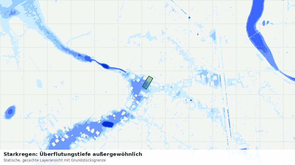Statische Kartenansicht: Starkregen: Überflutungstiefe außergewöhnlich