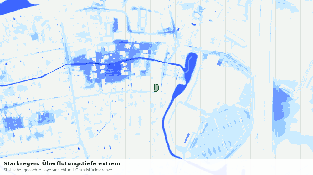 Statische Kartenansicht: Starkregen: Überflutungstiefe extrem