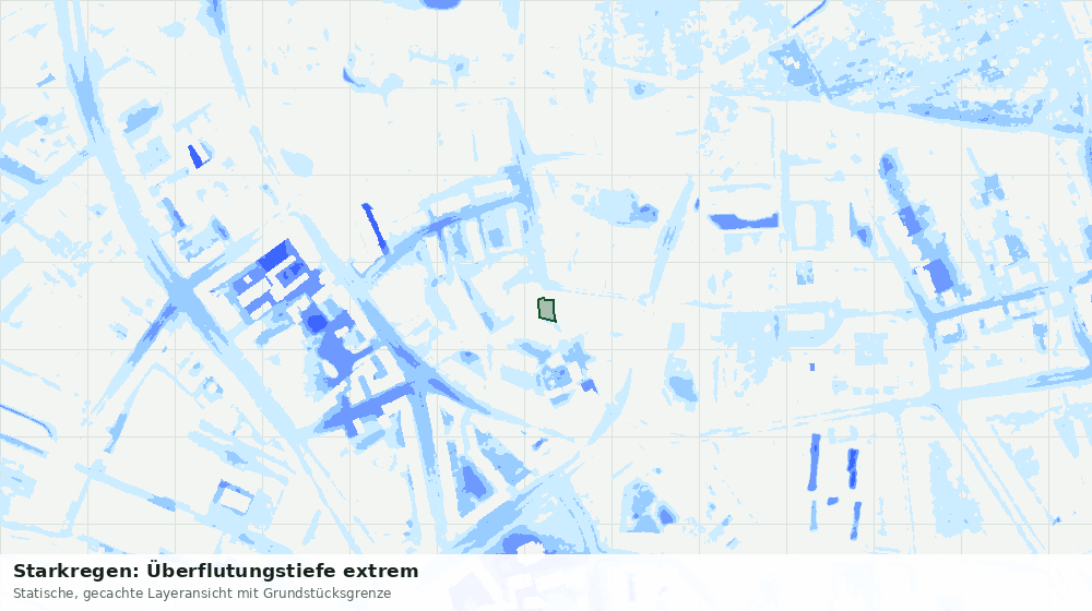 Statische Kartenansicht: Starkregen: Überflutungstiefe extrem