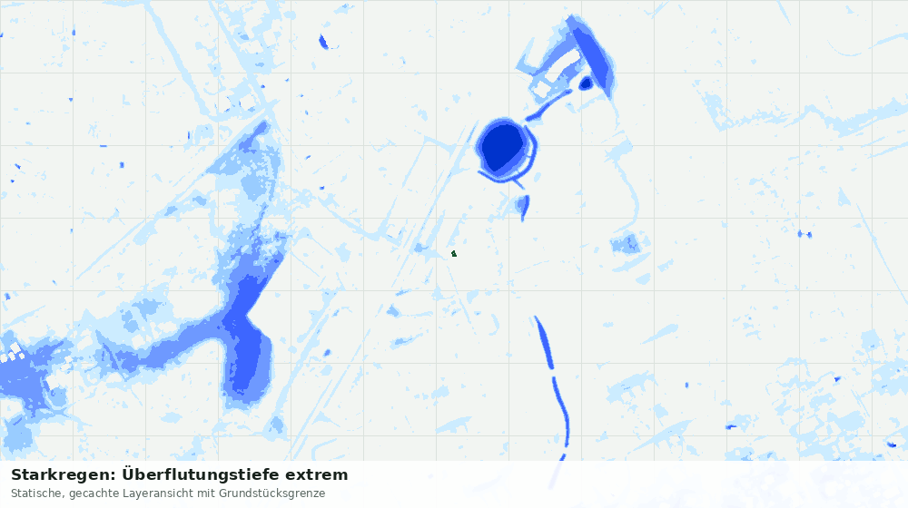 Statische Kartenansicht: Starkregen: Überflutungstiefe extrem