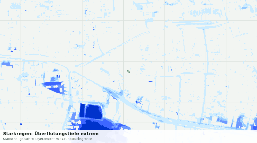 Statische Kartenansicht: Starkregen: Überflutungstiefe extrem