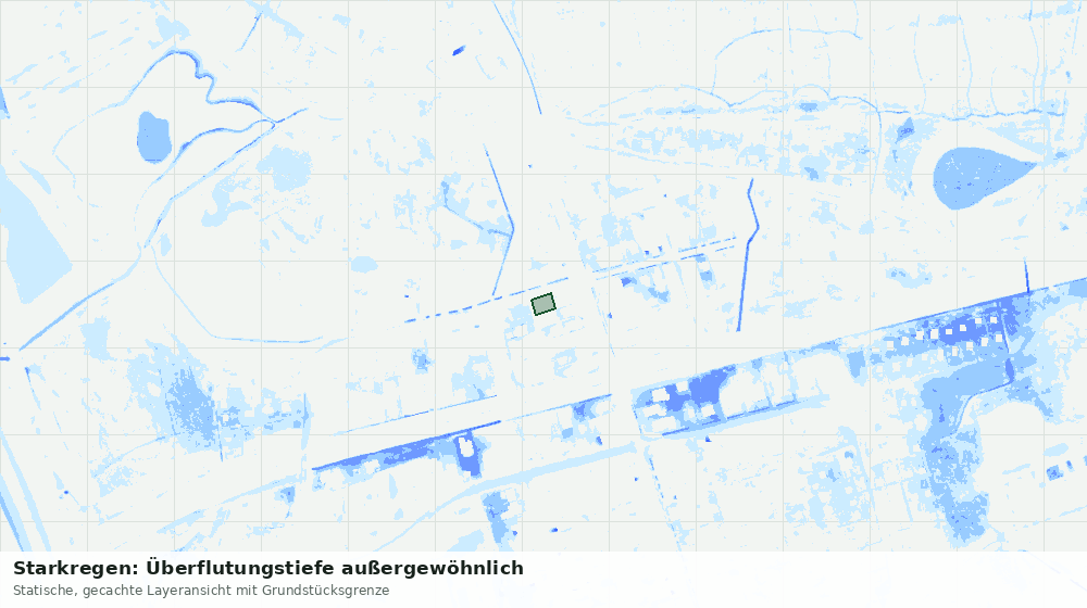 Statische Kartenansicht: Starkregen: Überflutungstiefe außergewöhnlich