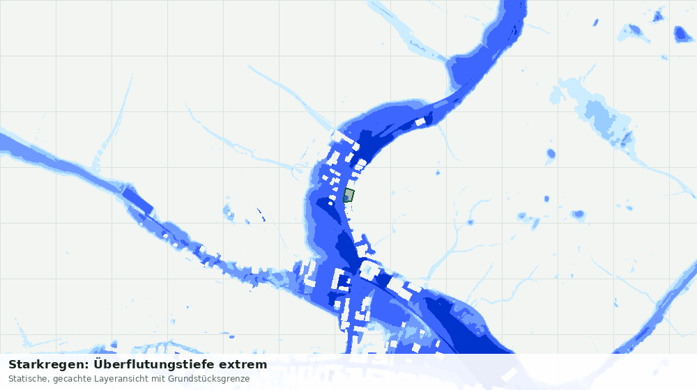 Statische Kartenansicht: Starkregen: Überflutungstiefe extrem