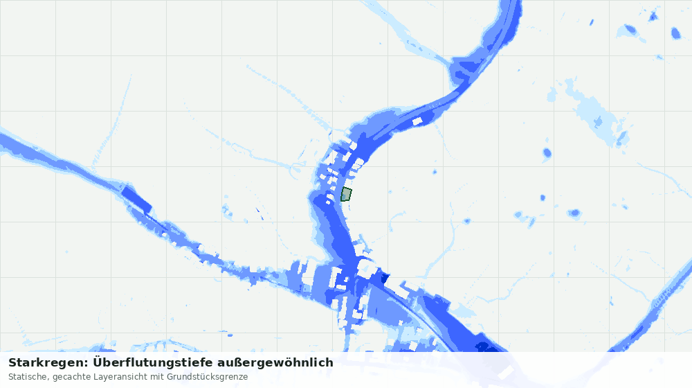 Statische Kartenansicht: Starkregen: Überflutungstiefe außergewöhnlich