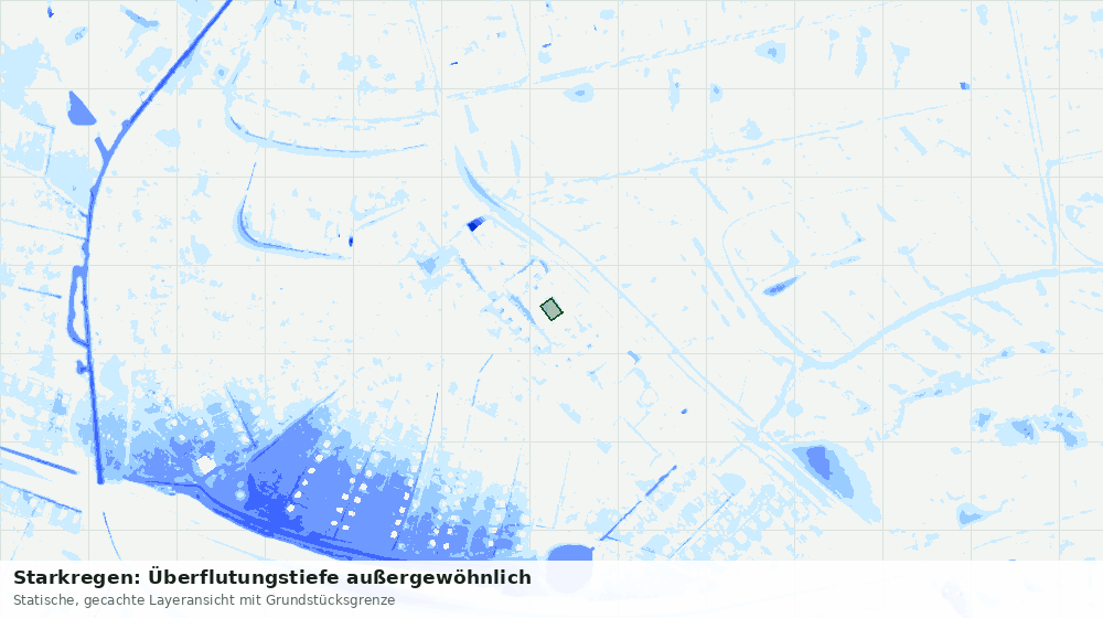 Statische Kartenansicht: Starkregen: Überflutungstiefe außergewöhnlich