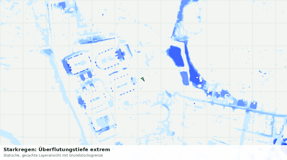 Statische Kartenansicht: Starkregen: Überflutungstiefe extrem
