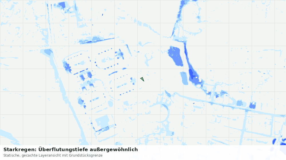 Statische Kartenansicht: Starkregen: Überflutungstiefe außergewöhnlich