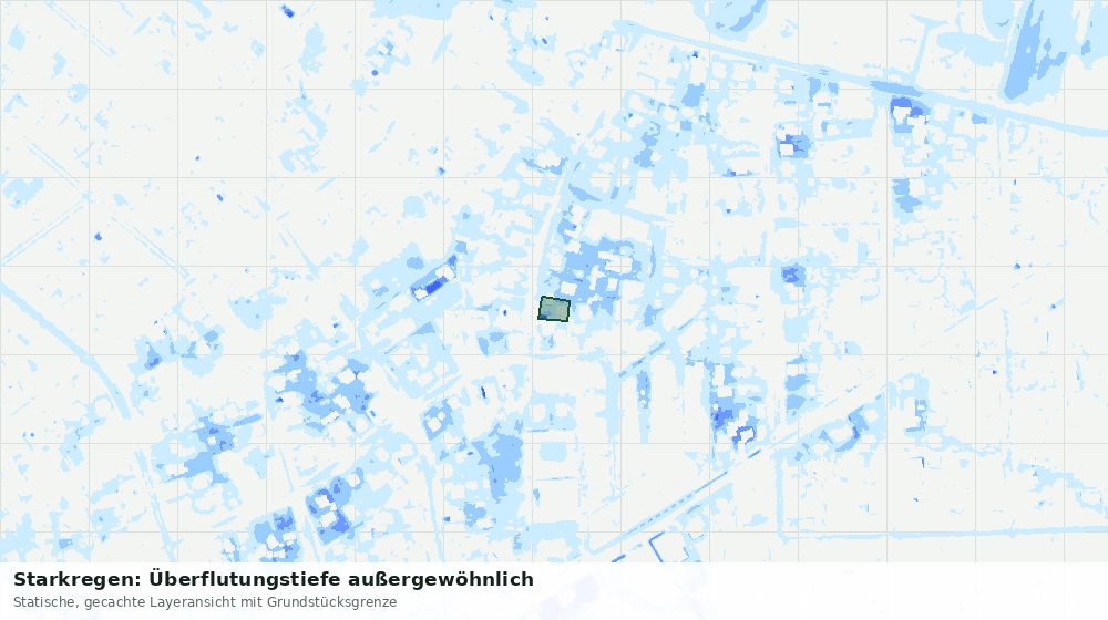 Statische Kartenansicht: Starkregen: Überflutungstiefe außergewöhnlich