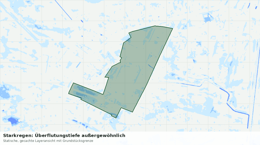 Statische Kartenansicht: Starkregen: Überflutungstiefe außergewöhnlich