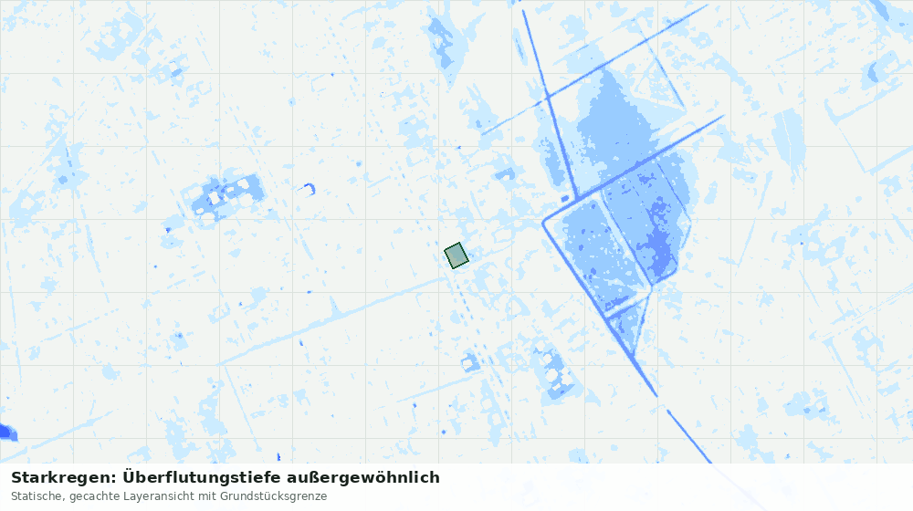 Statische Kartenansicht: Starkregen: Überflutungstiefe außergewöhnlich