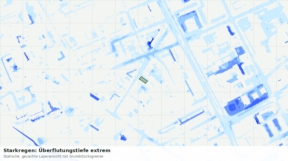 Statische Kartenansicht: Starkregen: Überflutungstiefe extrem