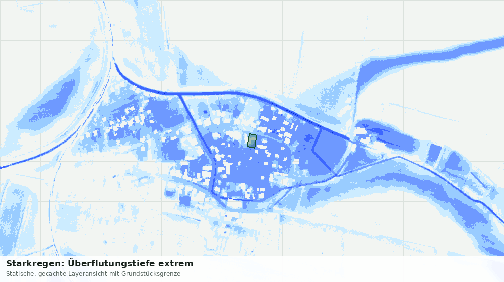 Statische Kartenansicht: Starkregen: Überflutungstiefe extrem