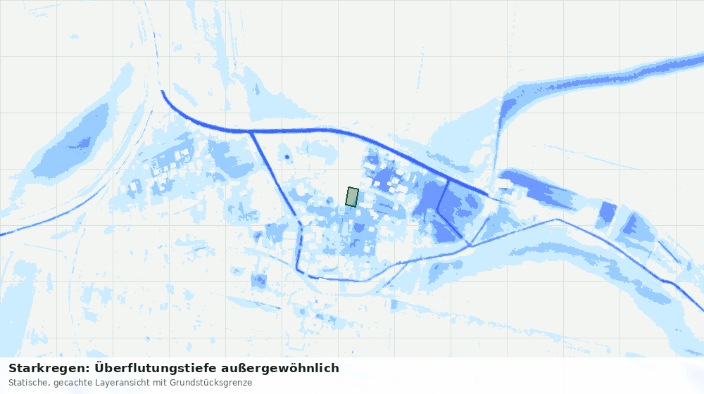 Statische Kartenansicht: Starkregen: Überflutungstiefe außergewöhnlich
