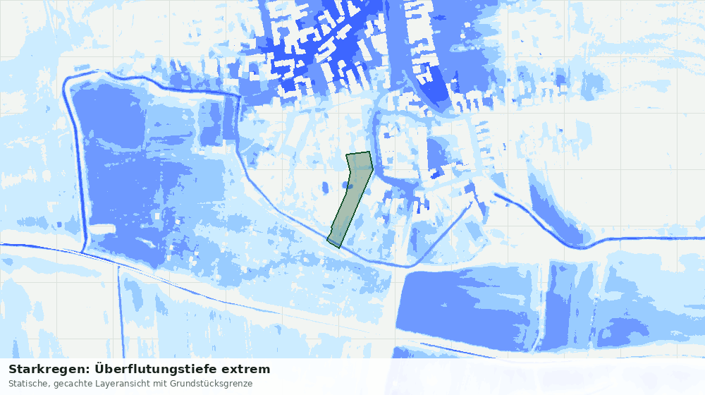 Statische Kartenansicht: Starkregen: Überflutungstiefe extrem