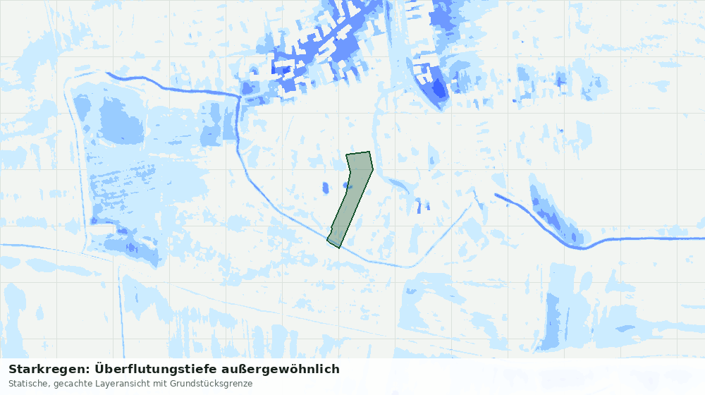 Statische Kartenansicht: Starkregen: Überflutungstiefe außergewöhnlich