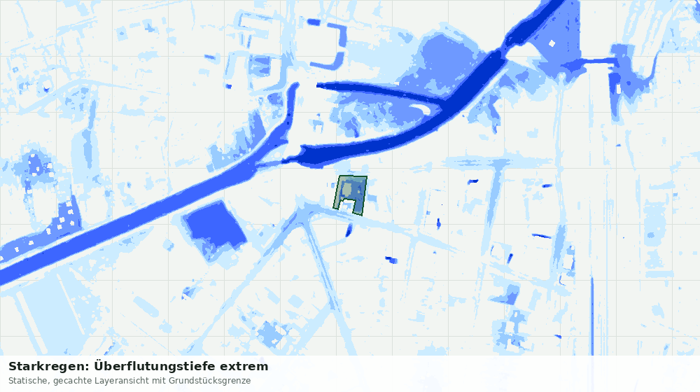 Statische Kartenansicht: Starkregen: Überflutungstiefe extrem