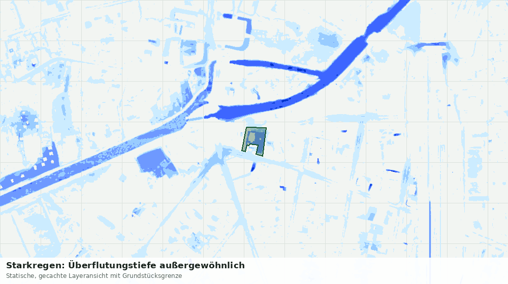 Statische Kartenansicht: Starkregen: Überflutungstiefe außergewöhnlich